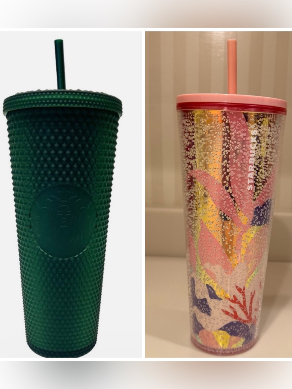 Two Starbucks Venti Tumblers With Lids And Straws